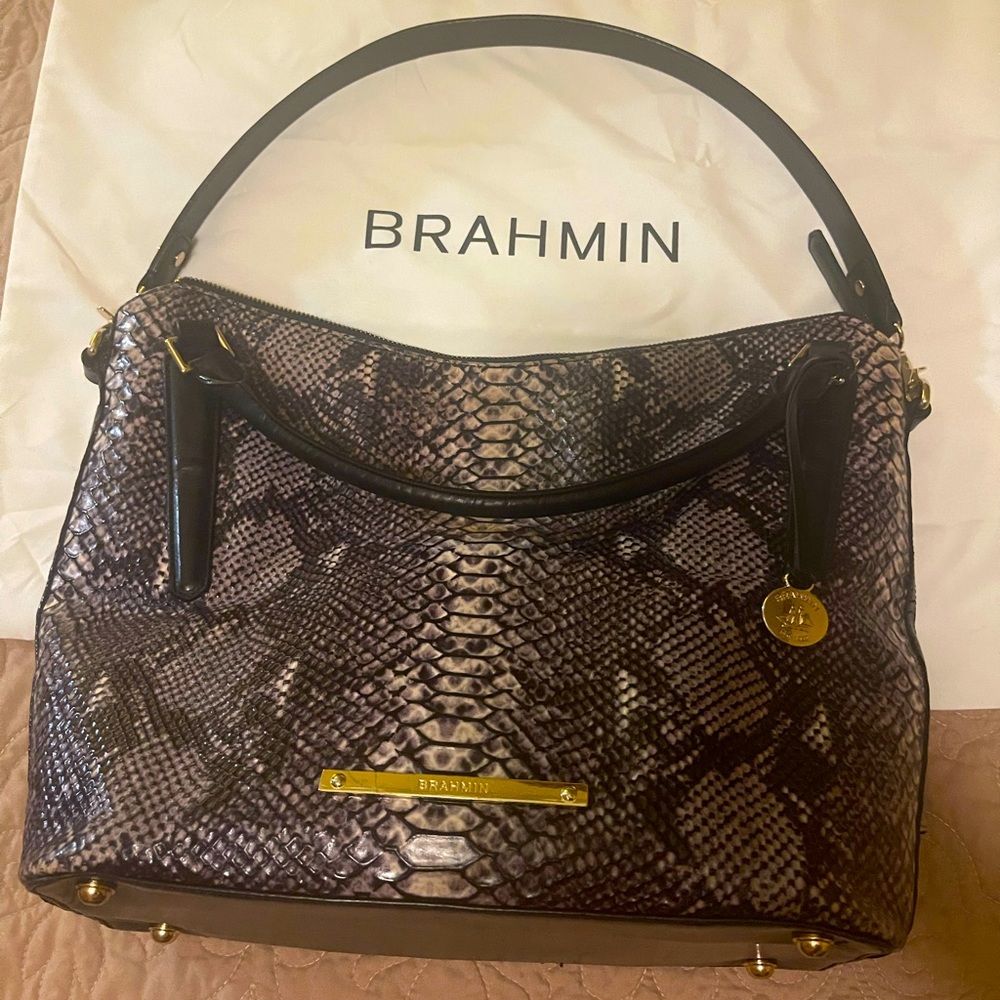 Black and White (off white) Brahmin Satchel
